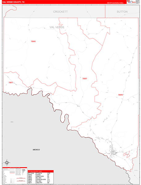 Val Verde County, TX Zip Code Map